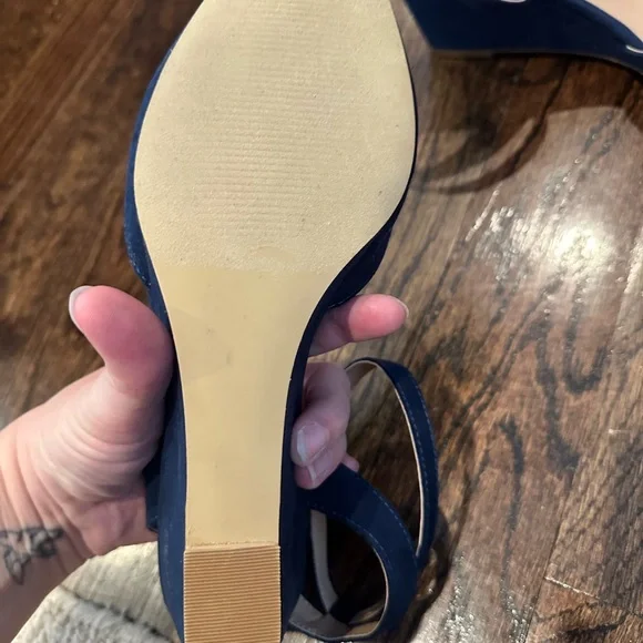 LOFT NWOT Blue Wedge Heels with Ankle Strap - Picture 4 of 9